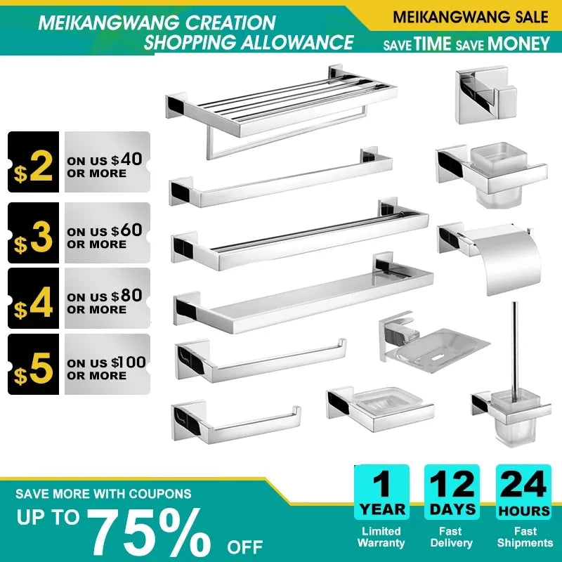 Mirror Chrome Polished Bathroom Hardware Stainless Steel Towel