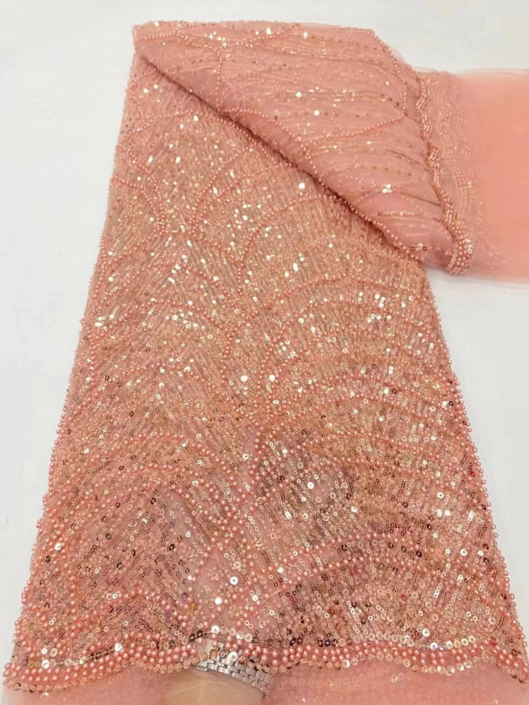 High Quality Beaded Lace Fabrics for Wedding Fabric