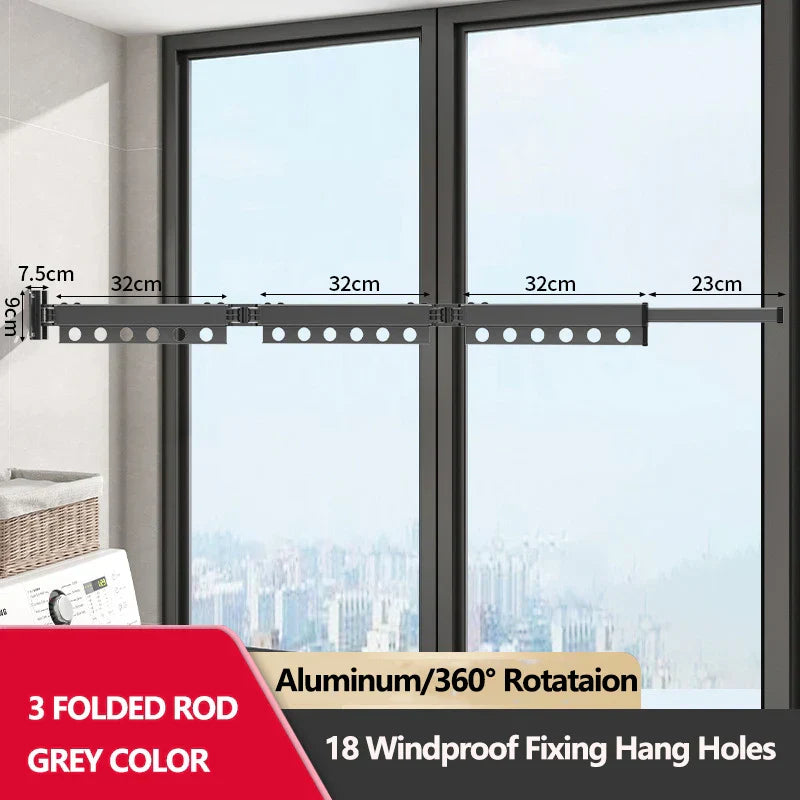Extendable Clothesline Retractable Clothes Hanger Rack Folding Wall