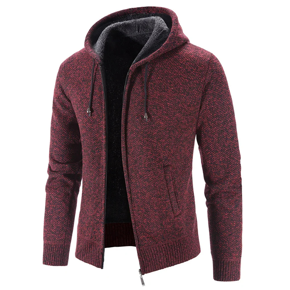 Mens Autumn Winter Warm Thick Fur Lined Hooded