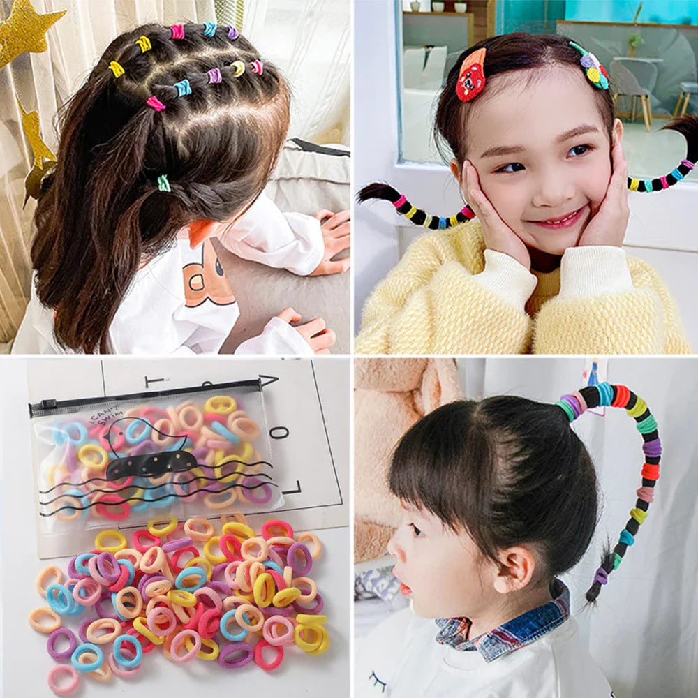 100Pcs/Lot Sweet Hair Band Girls Hair Ties Bows