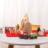 Montessori Baby Wooden Block Toys Barn Model Stacking