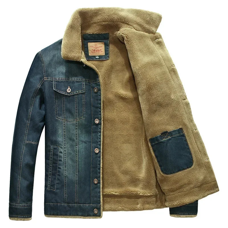 Winter Mens Denim Jacket High-quality Wool Thicked Thermal