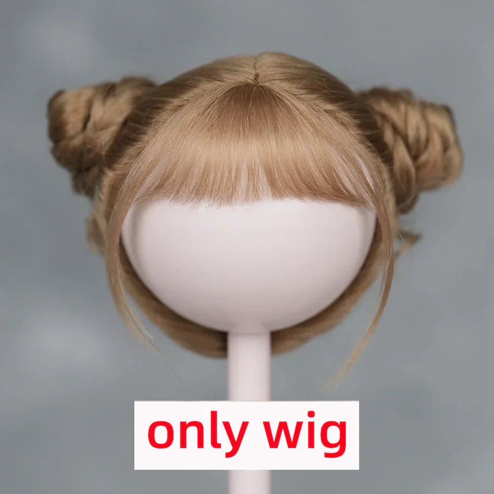 30cm Doll Wig Bangs Ponytail Curly Soft Mohair