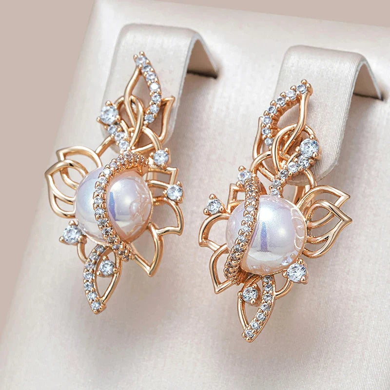 Kinel Luxury 585 Rose Gold Drop Earrings for