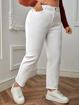 2023 Plus Size White Jeans for Women Straight