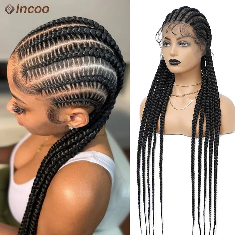 Incoo 36'' Synthetic Twist Braids Lace Front Wig