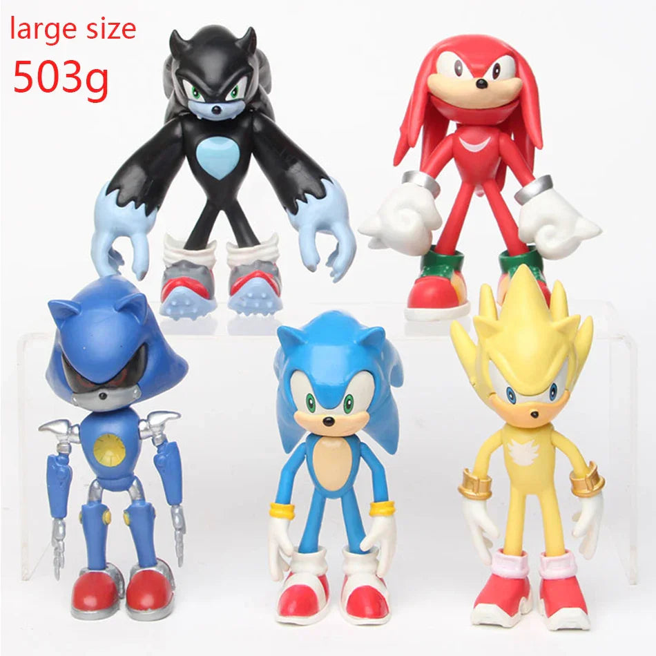 5pcs Set Cute Sonic PVC Character Toy Hedgehog
