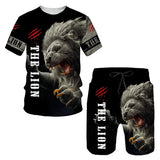 2023 Men T-shirt Set Tracksuit Training Wear Lion