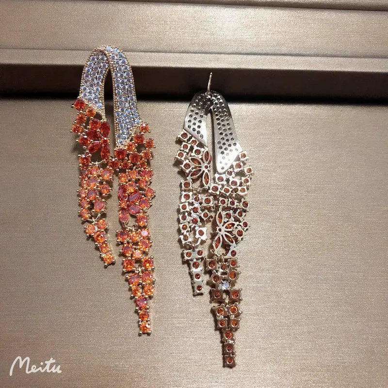 Bilincolor Golden Orange Long Tassel Earring for Women