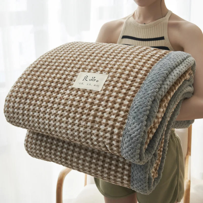 Knit Blanket Throw Soft Chenille Yarn Knitted Blanket