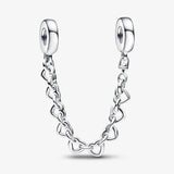 Clear Pavé Safety Chain Clip Charm 925 Sterling Silver Rose Gold Women Festival Jewelry Gift Fit Pandora DIY Bracelet Pendant