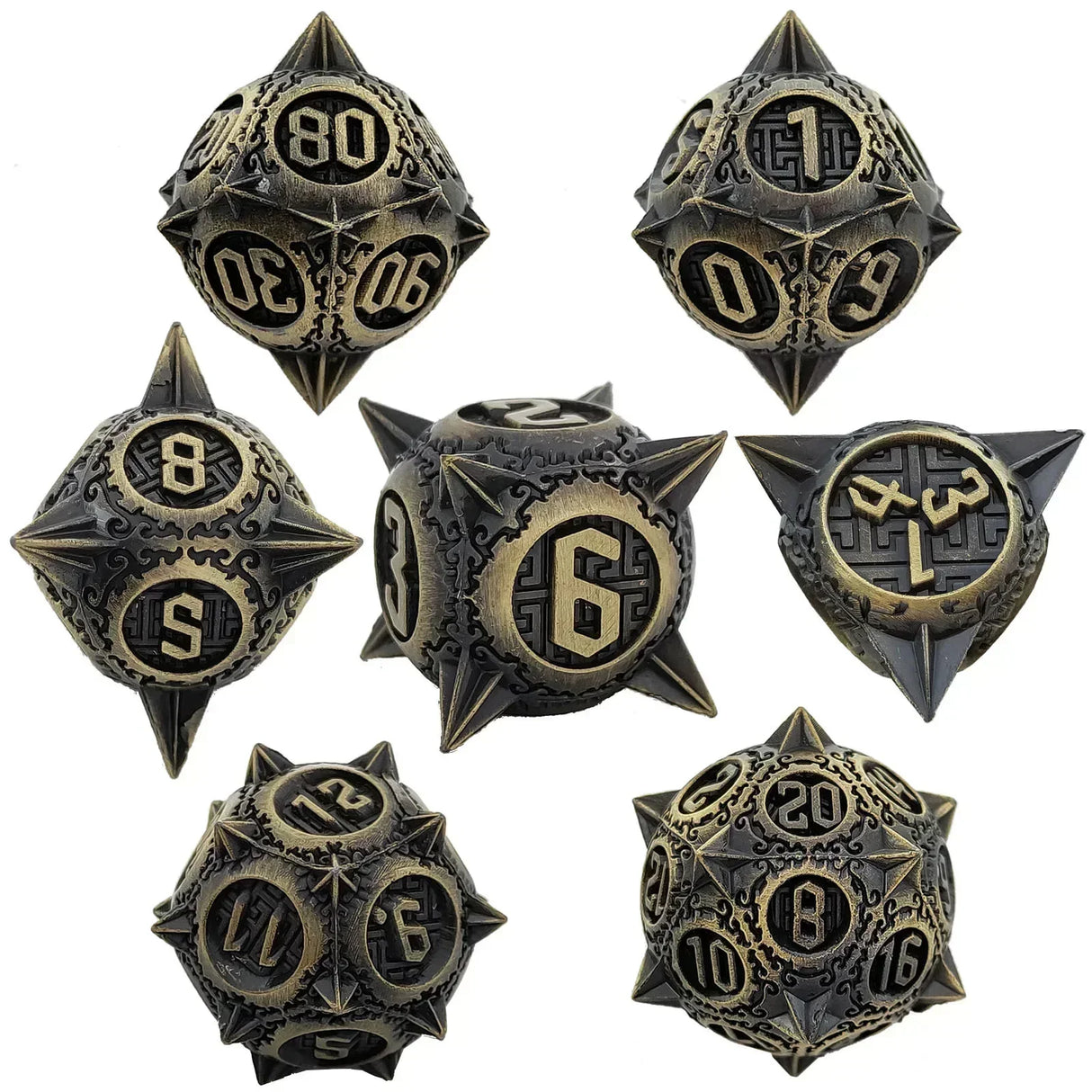 7pcs Solid Metal Dice Beautiful and Finely Crafted