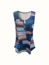 Plus Size Geometric Print Sleeveless Tank Tops Camis