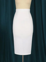 White Skirts Plus Size 4XL High Waist Knee