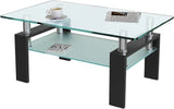 Rectangle Glass Coffee Table-Modern Center Side Coffee Table