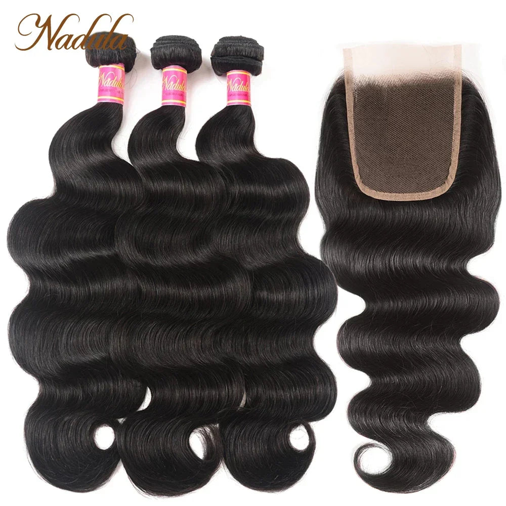 Nadula Body Wave Bundles With Closur 4x4 Closure