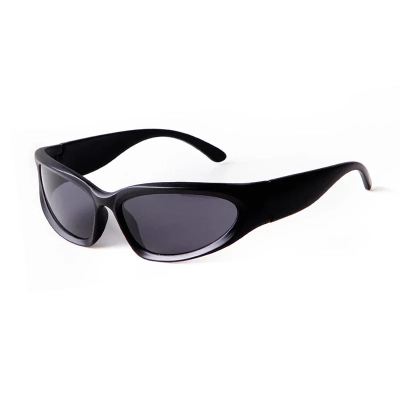 Trendy Silver Rectangle Sport Sunglasses Men Women Brand