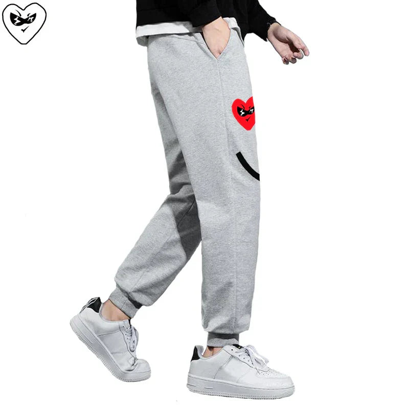 Men Women Spring Autumn Pants Heart Cartoon Embroidery
