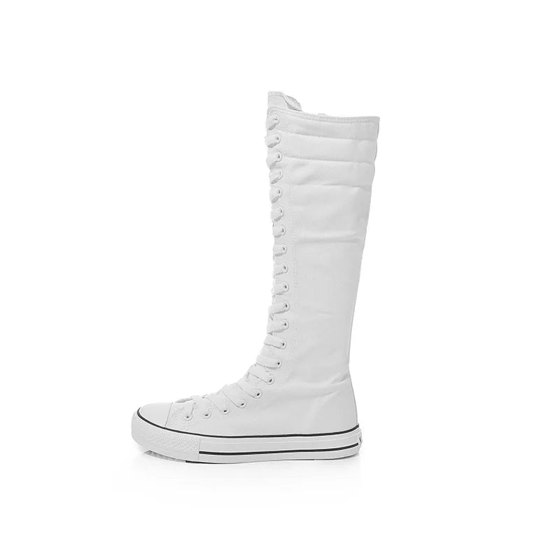 High Top Women's Canvas Shoes Knee High Boots