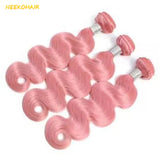 Light Pink Colored Bundles With 13x4 Frontal Weave