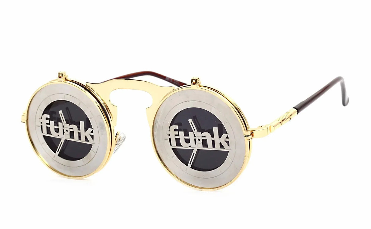 Metallic Retro Punk Steam Flap Vintage Sunglasses Personality