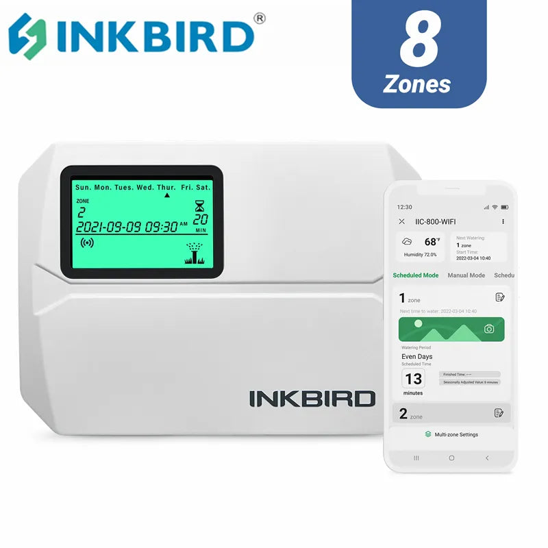 INKBIRD 8-Zone Control Wi-Fi Smart Sprinkler Controller Indoor/Outdoor