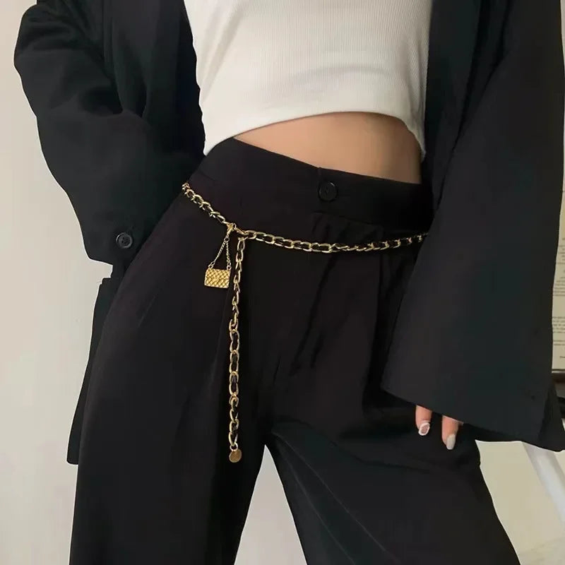 New Fashion Women's Waist Chain Alloy Material Button