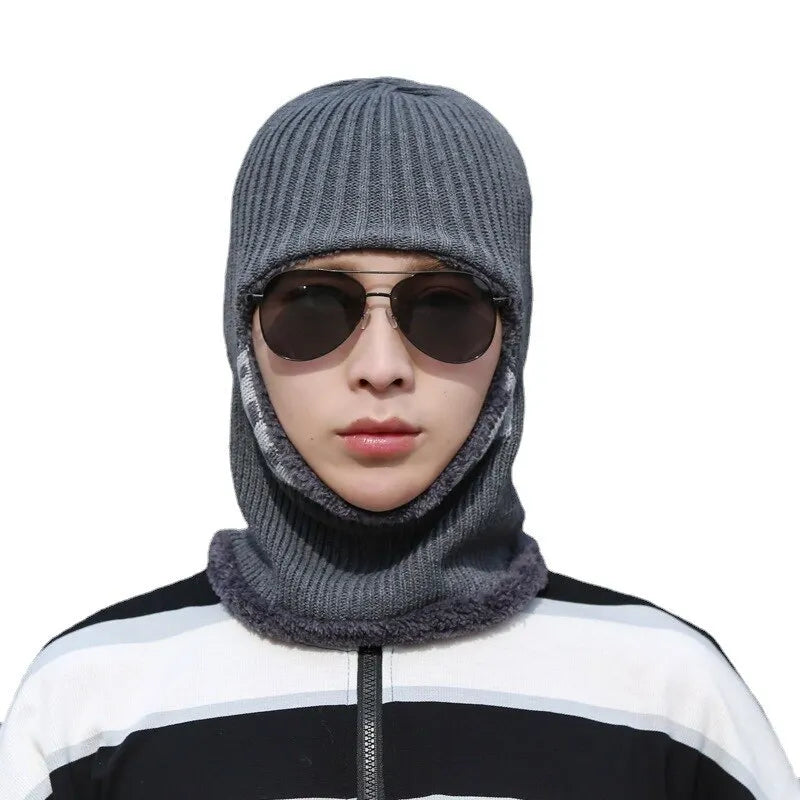 Men's Neck One-Piece Hat Winter Thickened Warm Woolen