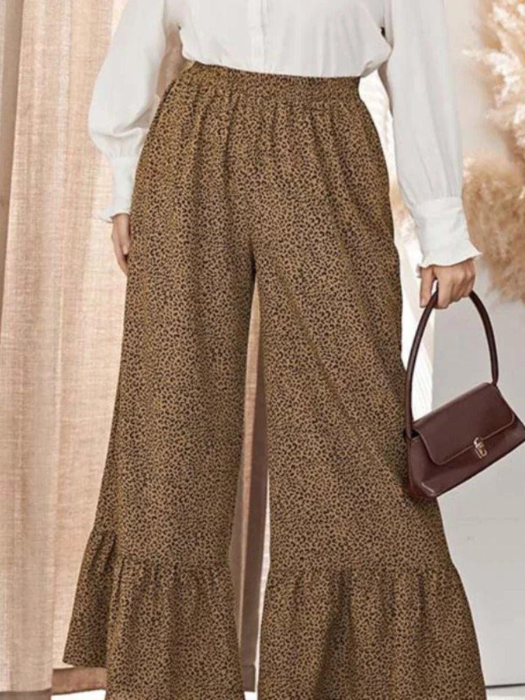 Leopard Printed Pants for Women Office Casual Plus