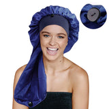 Satin Long Nightcap Wide Edge Adjustable Bonnet Women