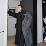 NOYMEI Autumn Winter Patchwork Korean Style Men's Trench