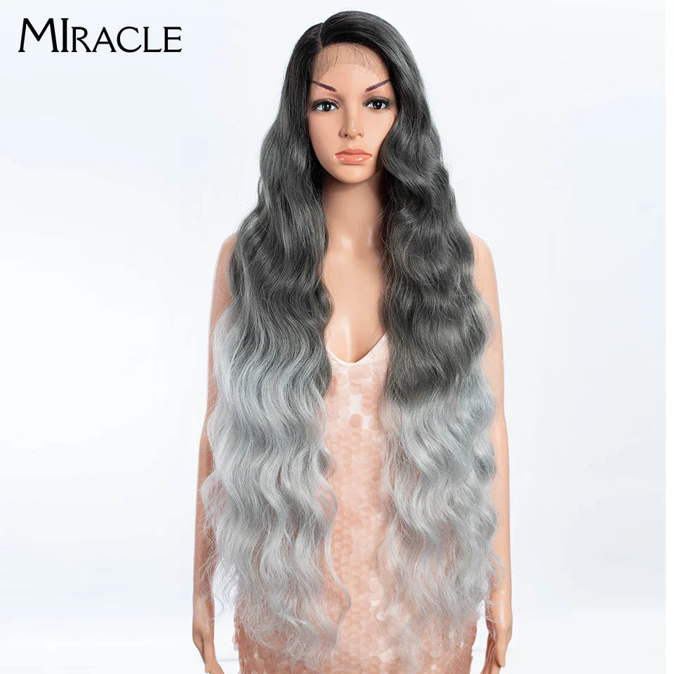 MIRACLE Synthetic Lace Front Wigs For Women Long