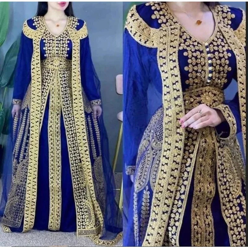 Yellow Eid Moroccan Kaftan Farasha Georgette Jilbab Dress