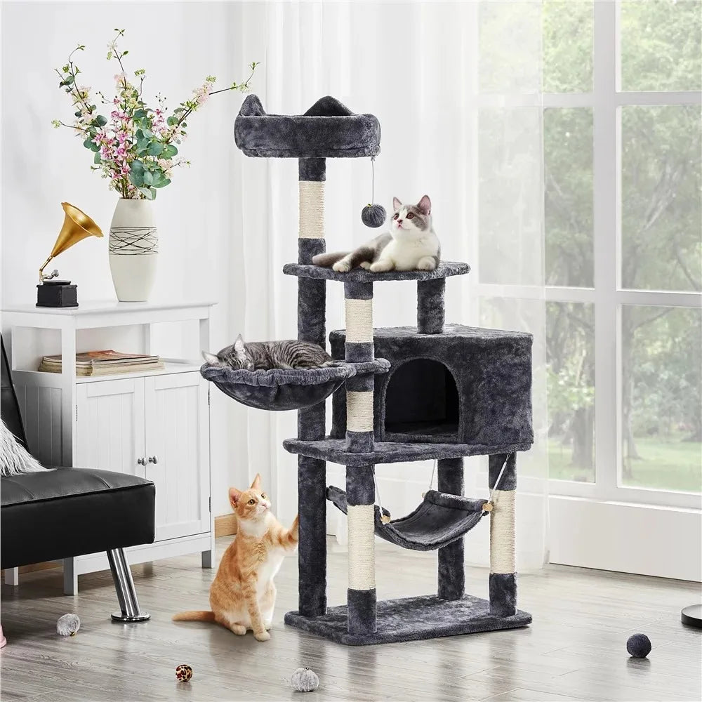 54.5" Cat Tree Tower with Scratching Posts for Cats