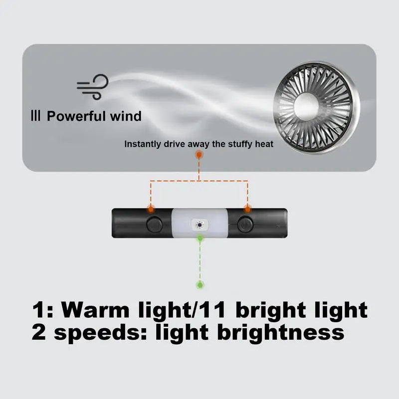 Dual Head Car Clip Fan With Led Light