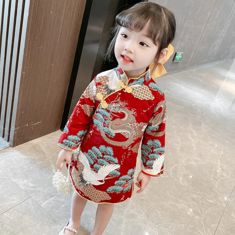 Cheongsam Girl Chinese Style Dress Female Retro National