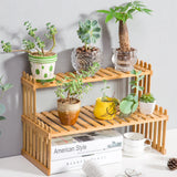 Natural Bamboo Indoor Plant Stand for Desk,2 Tier