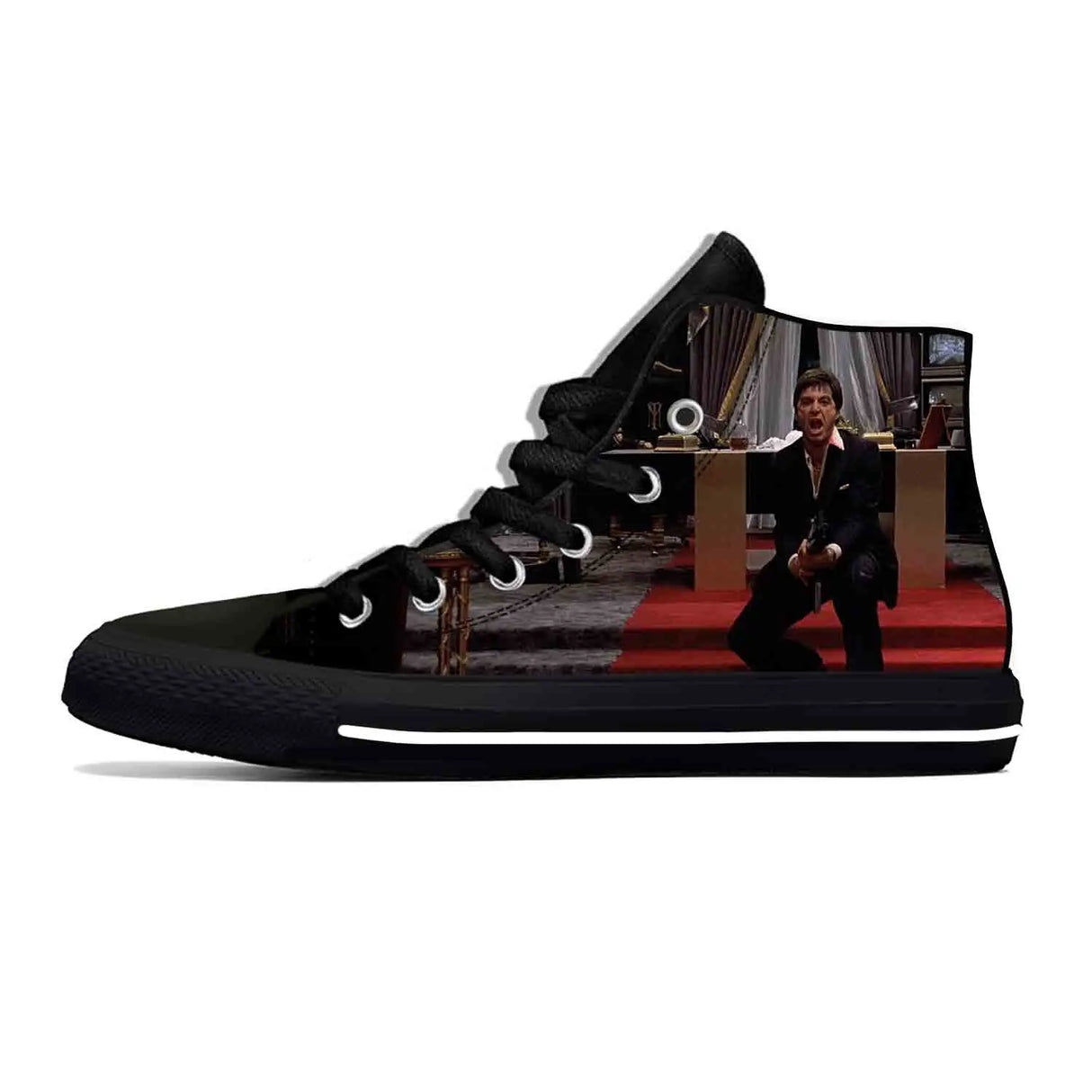 Hot Scarface Tony Montana Movie Anime Cartoon Casual Shoes High Top Lightweight Summer Board Shoes Breathable Men Women Sneakers