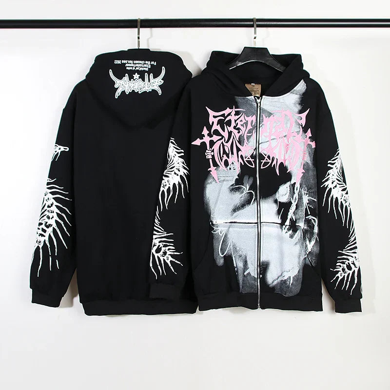 Kanye West Vintage Zip Up Hoodie Dinosaur Bone