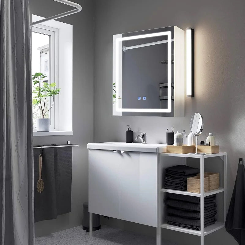 VOWNER Bathroom Medicine Cabinet with LED Lights and
