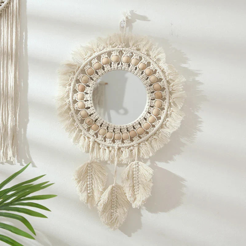 Macrame Wall Mirror Boho Round Mirrors Art Home
