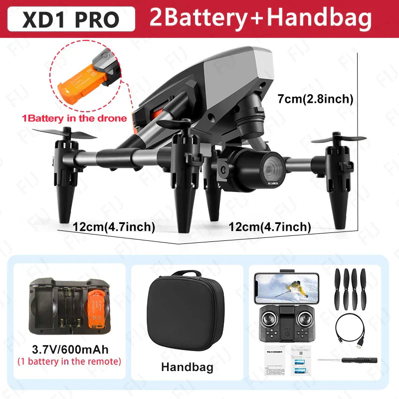 XD1 PRO Mini Drone 60g Weight Dual Camera