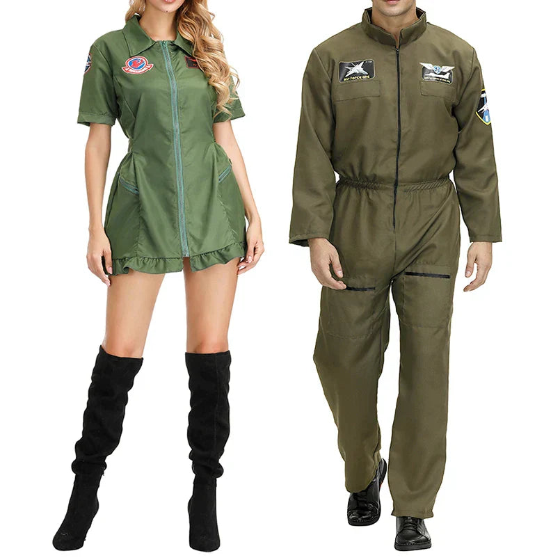 Pilot Uniform Army Green TOP GUN Costume for