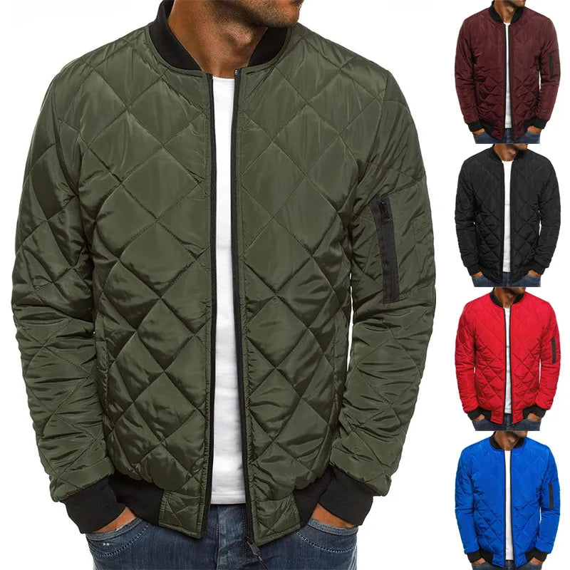 Winter New Cotton Jacket Men's Baseball Collar Mesh