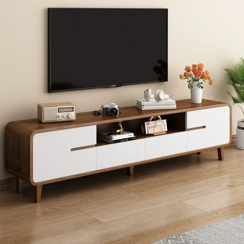 Light Wood Tv Stand Cabinet Storage Drawers Modern