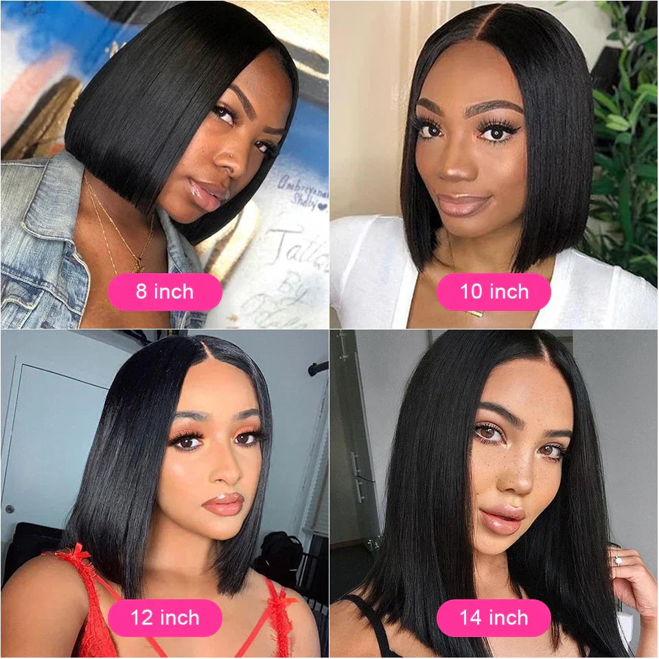 WOWANGEL Straight Bob Wig 5X5 HD Lace Closure