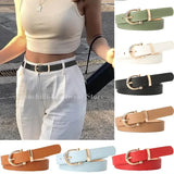 2023 Women Belts New PU Leather Simple Metal