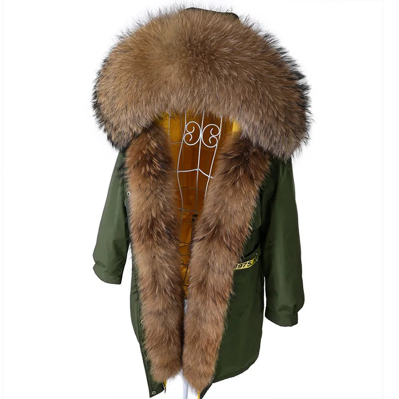 Maomaokong 2022 Real Fur Down Jacket Women Long