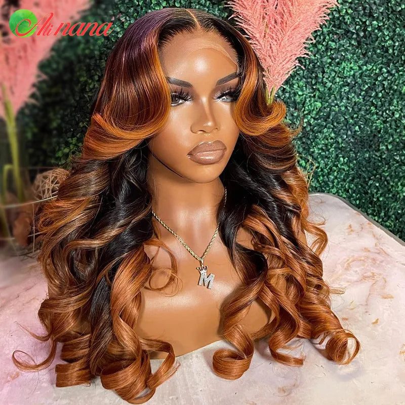 Ombre Ginger Brown Colored 13x6 HD Transparent Lace